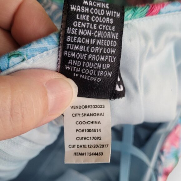 Hot Topic Fit and Flare Hawaiian Tiki Dress XS Blue Floral Halter Swing Retro - Picture 9 of 13